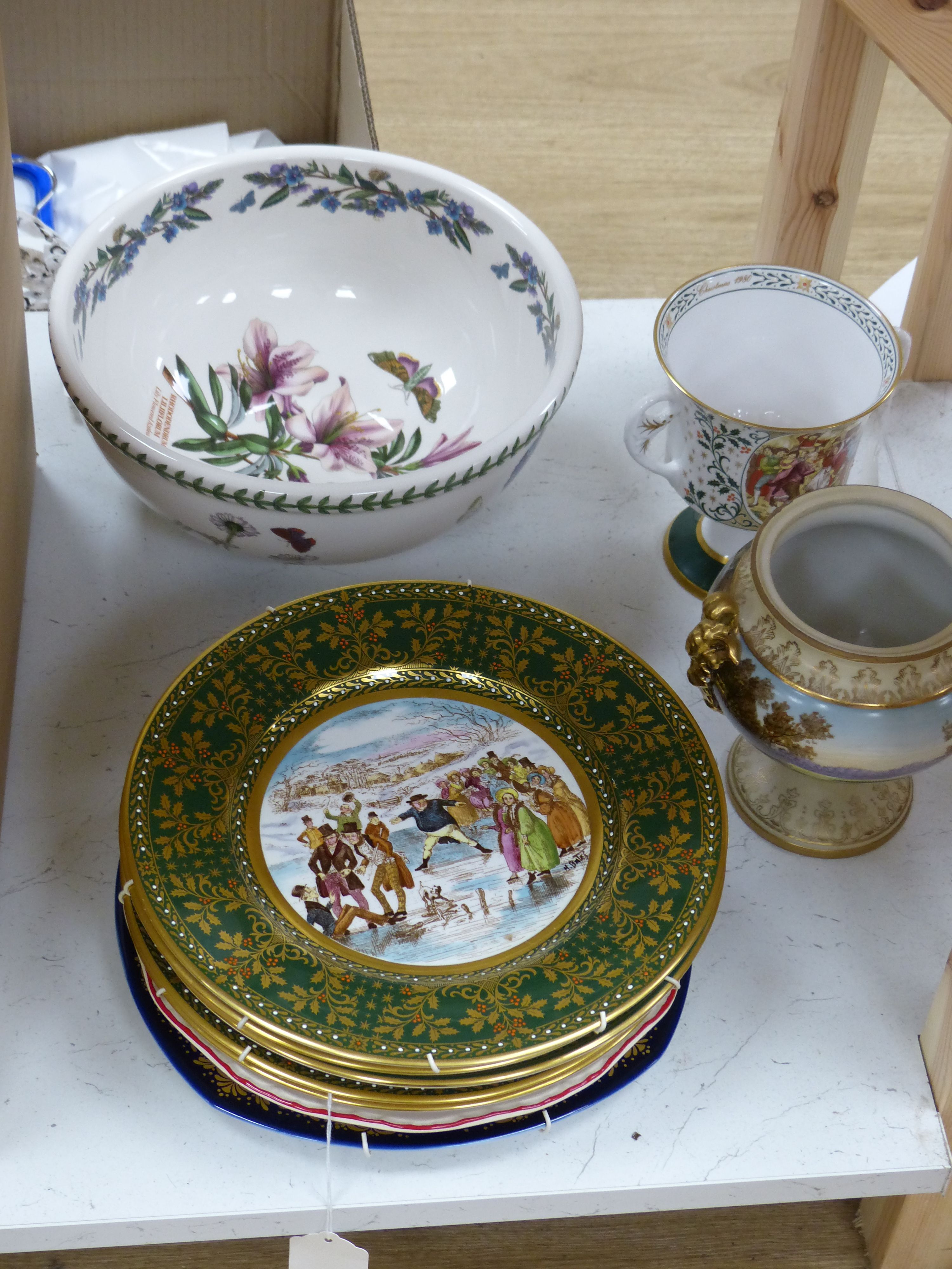 A set of six 'Mr Pickwick' wall plates and a quantity of other china plates, bowls, goblets, etc.